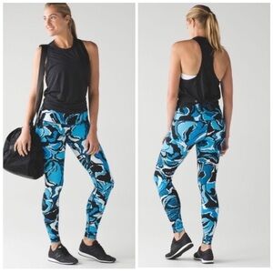 Lululemon Wunder Under Hi-Rise Full Length in Boom Bloom Beach Blanket Blue Ice